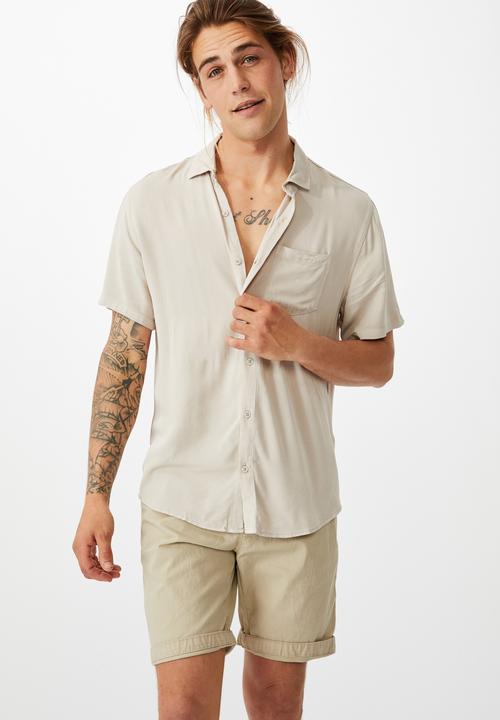 Cotton On - Washed chino short - stone