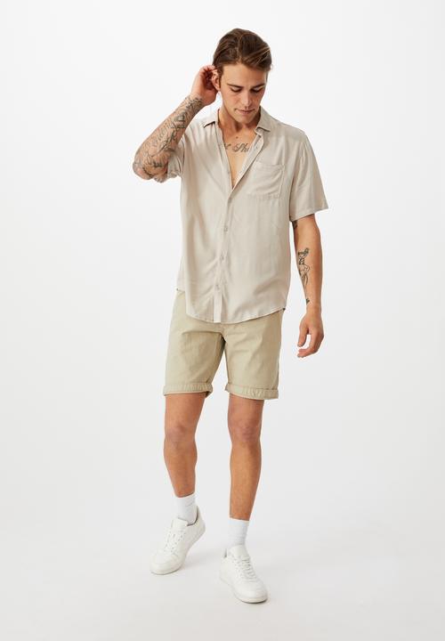 Cotton On - Washed chino short - stone
