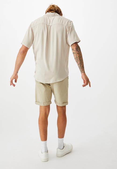 Cotton On - Washed chino short - stone