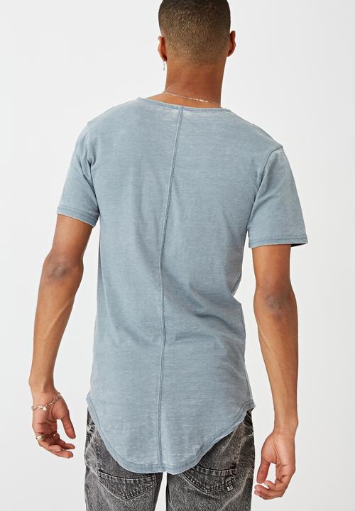 Cotton On - Longline scoop burnout tee  - citadel