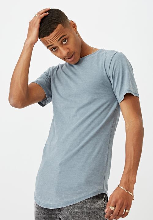 Cotton On - Longline scoop burnout tee  - citadel