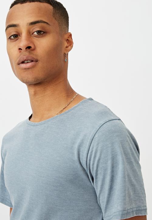 Cotton On - Longline scoop burnout tee  - citadel