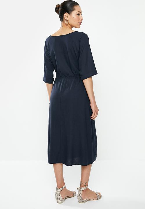 edit - Linen rope detail dress - navy