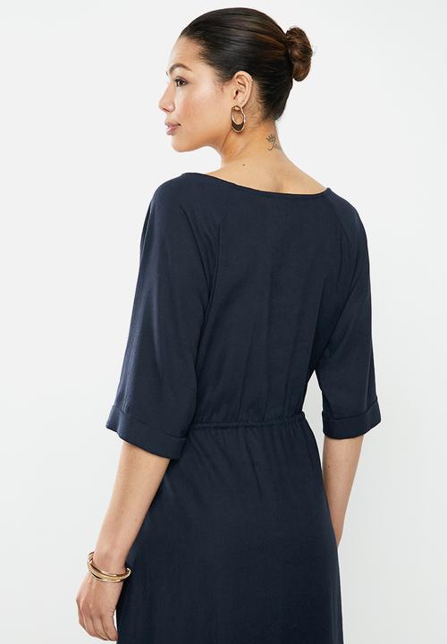 edit - Linen rope detail dress - navy