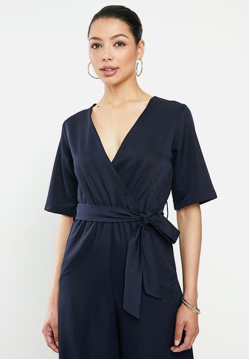 edit - Flare slv wide leg jumpsuit - navy