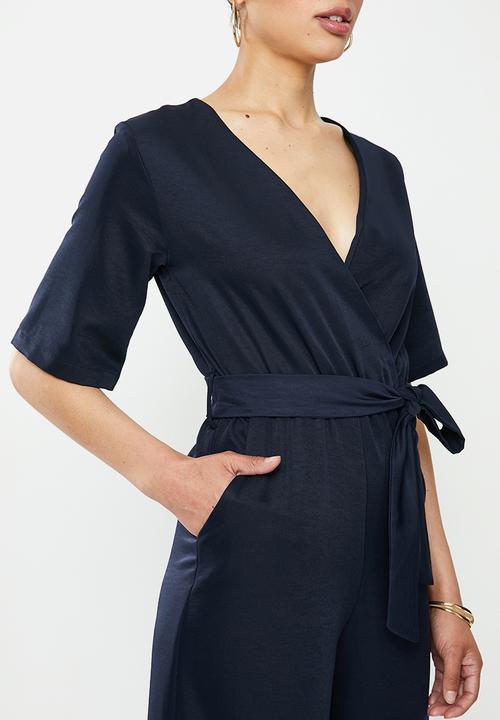 edit - Flare slv wide leg jumpsuit - navy