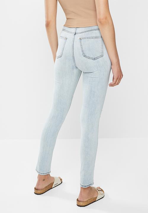 Missguided - Sinner multi distress skinny jean - blue