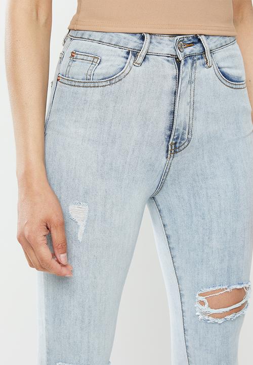 Missguided - Sinner multi distress skinny jean - blue