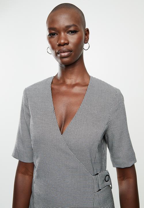 MANGO - Dress borecuad - black & white