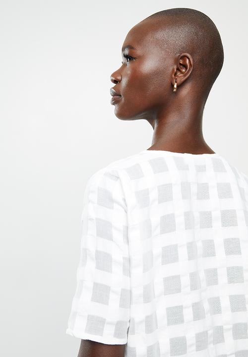 MANGO - Blouse blau - white