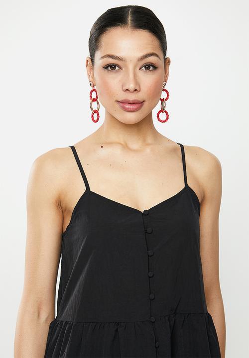 Missguided - Tiered strappy midi dress - black