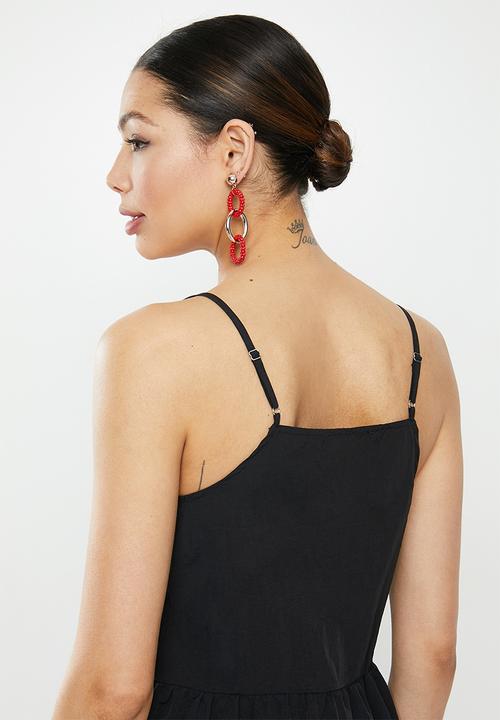 Missguided - Tiered strappy midi dress - black