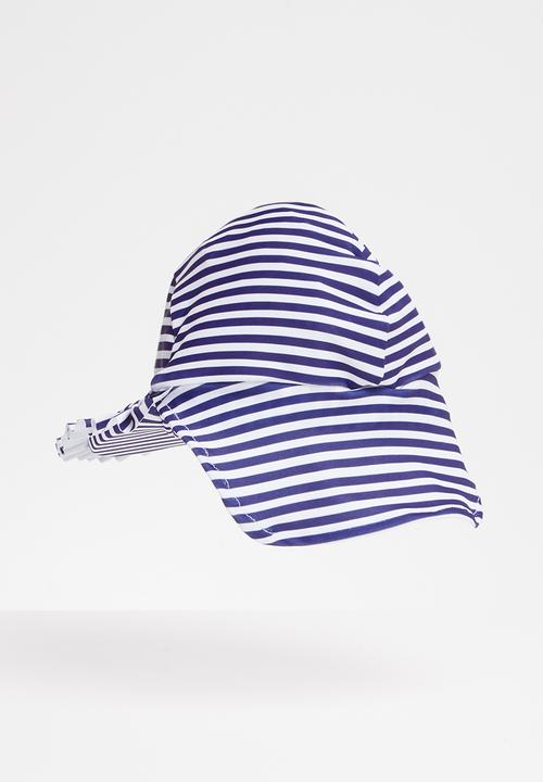 Pop Candy - Stripe frill trim sunhat - blue & white