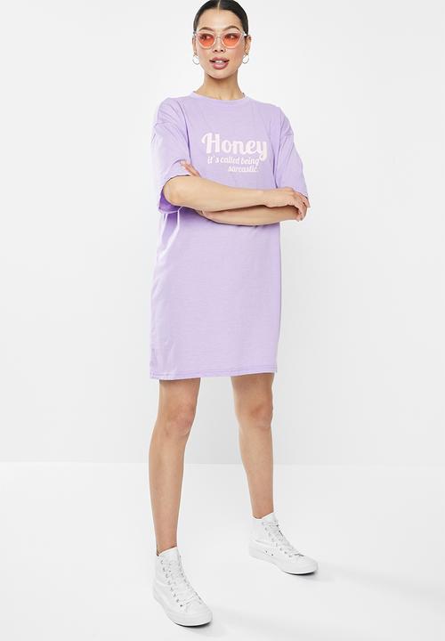 Missguided - Oversized T-shirt dress short sleeve honey - purple