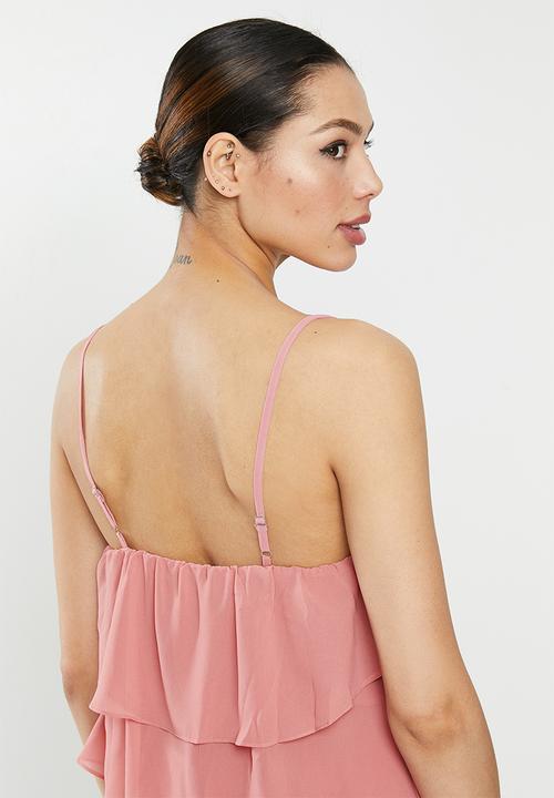 Missguided - Layered frill floaty playsuit - pink