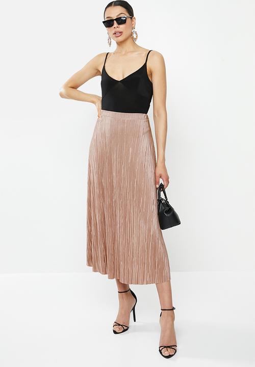 Missguided - Aline plisse midi skirt - pink