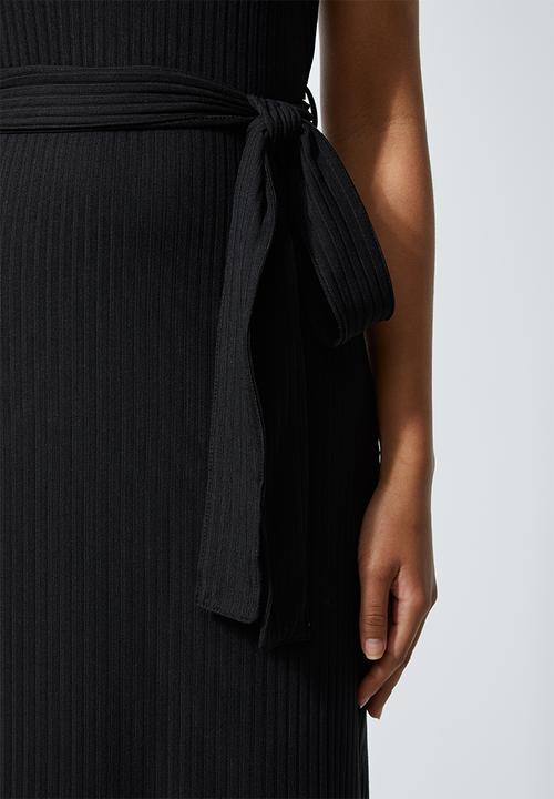 Superbalist - Cutaway belted rib bodycon - black