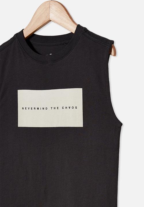 Cotton On - Otis muscle tank - phantom never mind the chaos