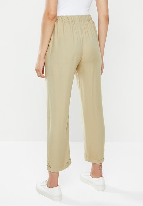 edit - Viscose twill drawcord pant - stone