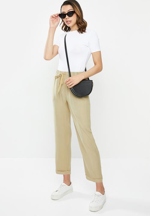 edit - Viscose twill drawcord pant - stone