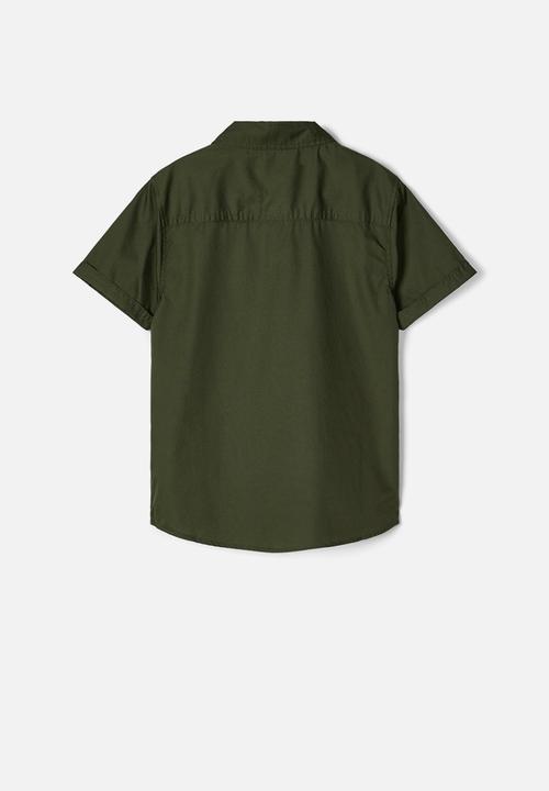 Name It - Findus short sleeve camp shirt - green
