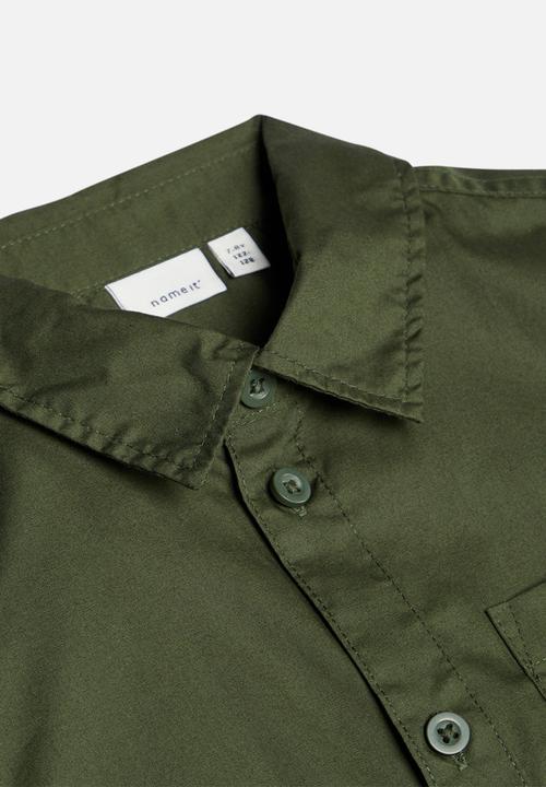 Name It - Findus short sleeve camp shirt - green