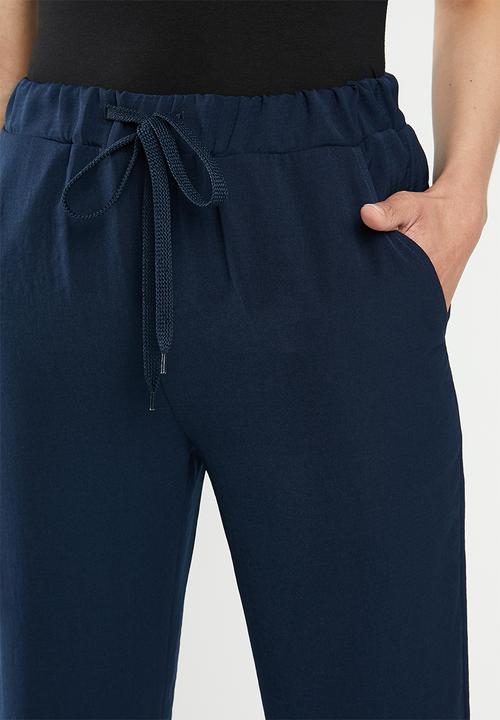 edit - Viscose twill drawcord pant - navy