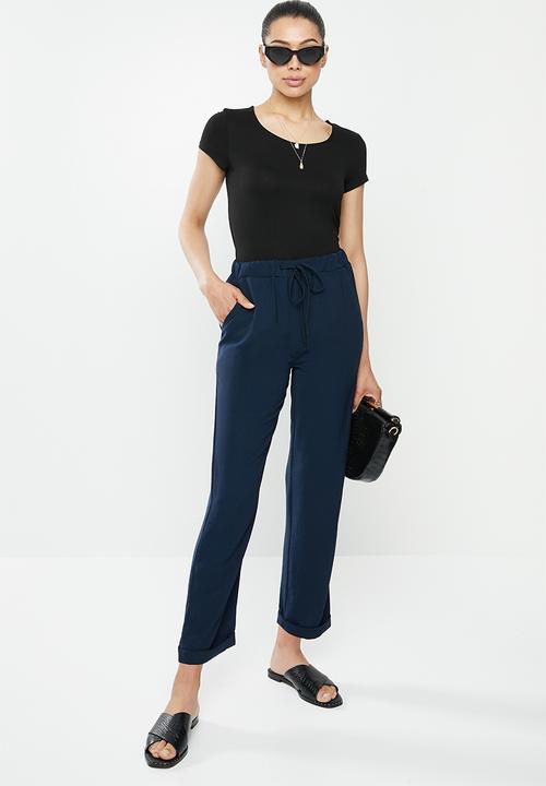 edit - Viscose twill drawcord pant - navy