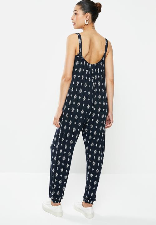 edit - Knit wide leg jumpsuit - navy 