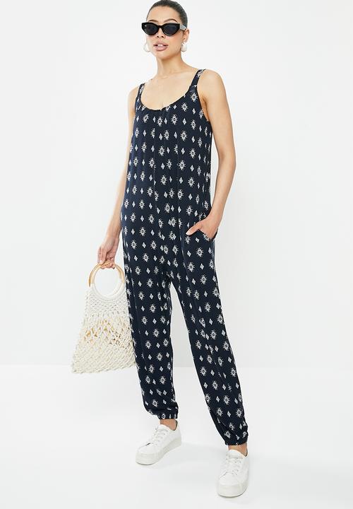 edit - Knit wide leg jumpsuit - navy 