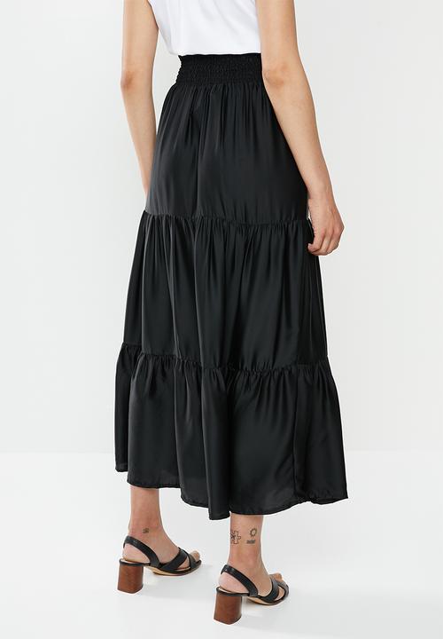 edit - Tiered peasant skirt - black