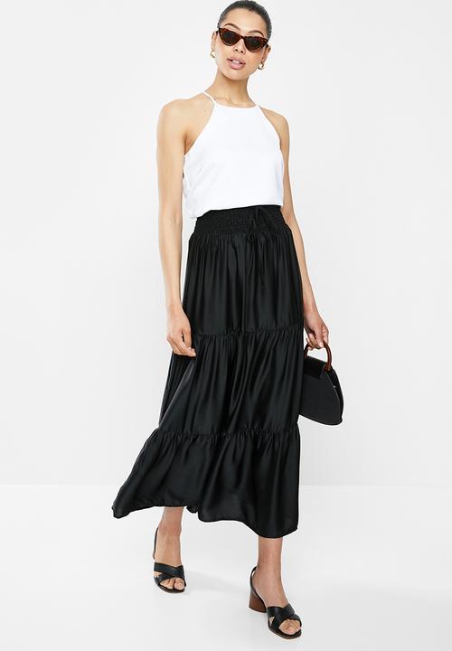 edit - Tiered peasant skirt - black