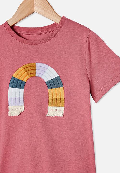 Cotton On - Stevie short sleeve embellished tee - very berry multi rainbow