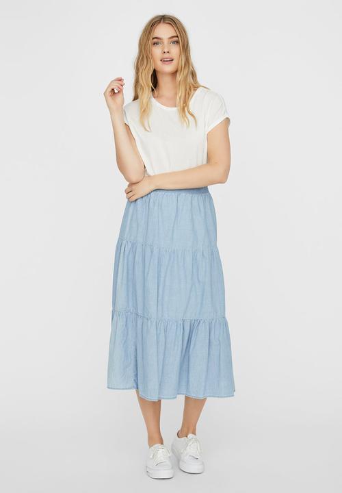 Vero Moda - Cindy chambray long skirt - blue