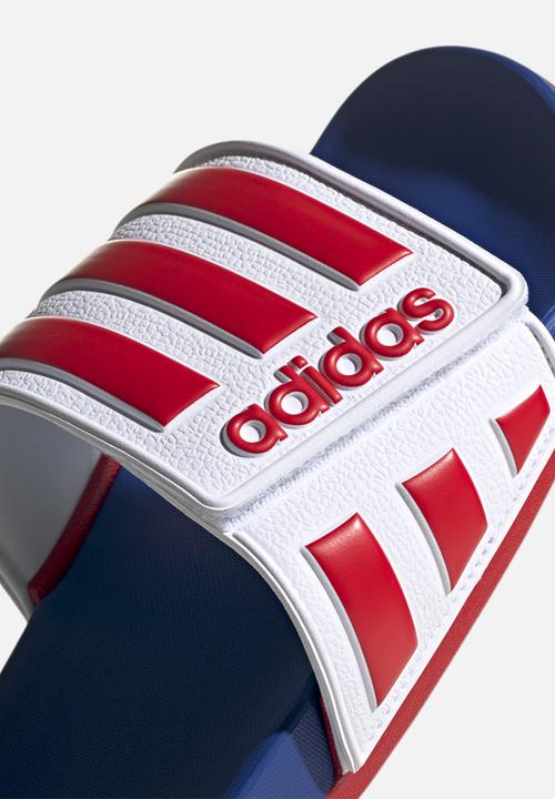 adidas Originals - Adilette comfort adjustable slide - cloud white / scarlet / royal blue
