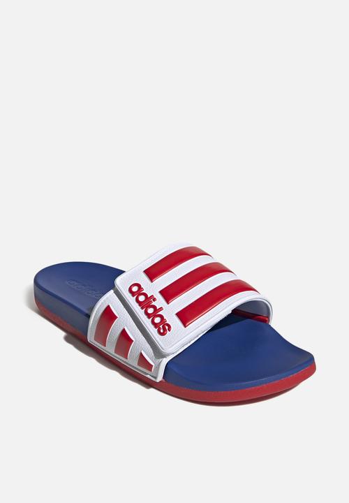 adidas Originals - Adilette comfort adjustable slide - cloud white / scarlet / royal blue