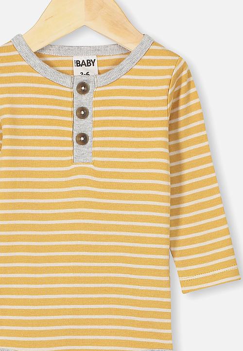 Cotton On - The long sleeve placket bubbysuit - yellow