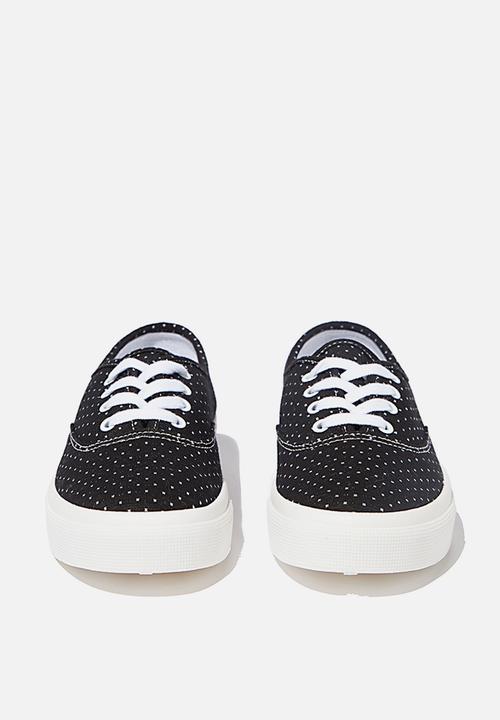 Cotton On - Jamie lace up plimsoll - black polka dot