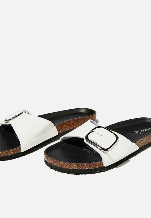 Cotton On - Rex oversized single buckle slide - white 