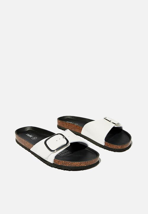 Cotton On - Rex oversized single buckle slide - white 