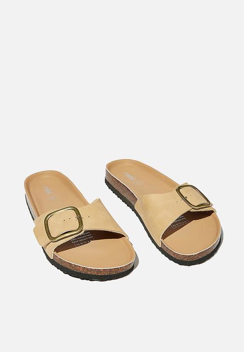 Cotton On - Rex oversized single buckle slide - camel 