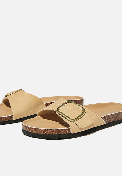 Cotton On - Rex oversized single buckle slide - camel 