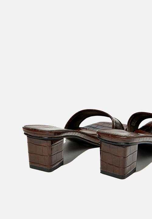 Cotton On - Cecil low block mule - choc croc
