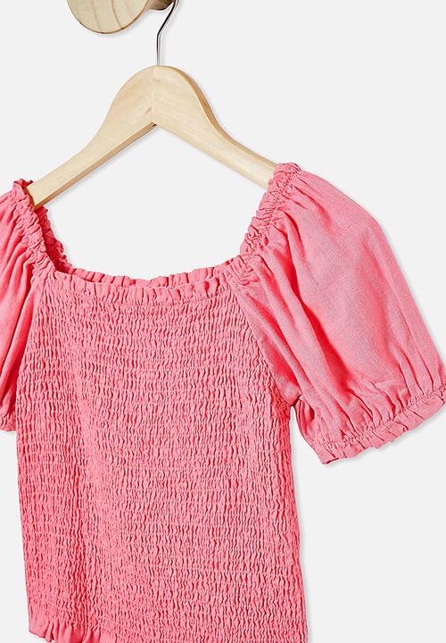 Free by Cotton On - Kate puff sleeve top - pink 