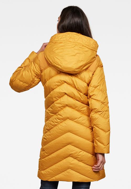 G-STAR - Whistler slim down hooded long coat - dark gold