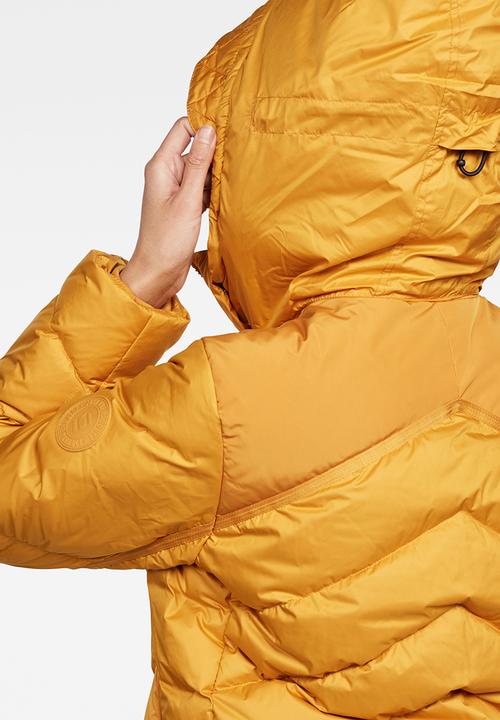 G-STAR - Whistler slim down hooded long coat - dark gold