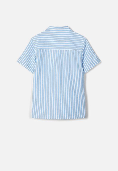 Name It - Fugl short sleeve shirt - white & blue 