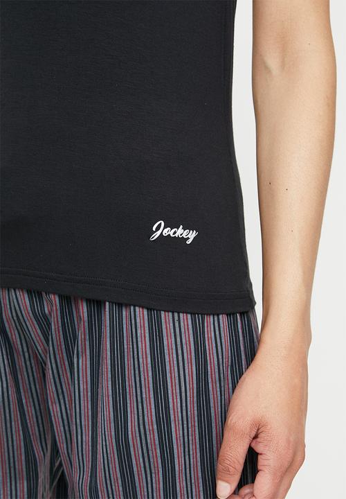 Jockey - Weekend stripes - 1pk plain viscose short sleeve top - black