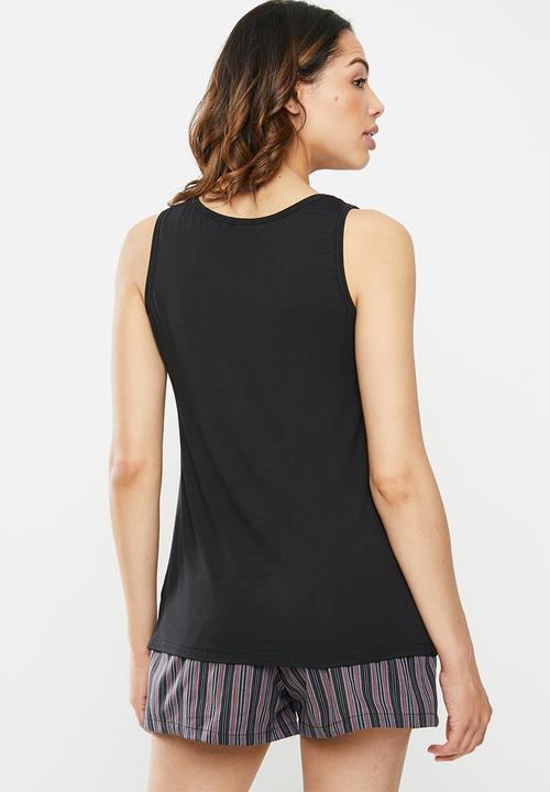 Jockey - Weekend stripes - 1pk plain viscose vest - black