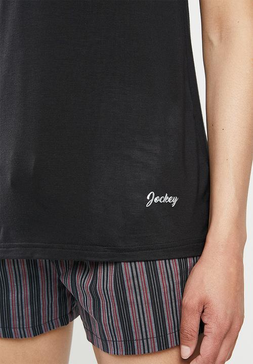 Jockey - Weekend stripes - 1pk plain viscose vest - black